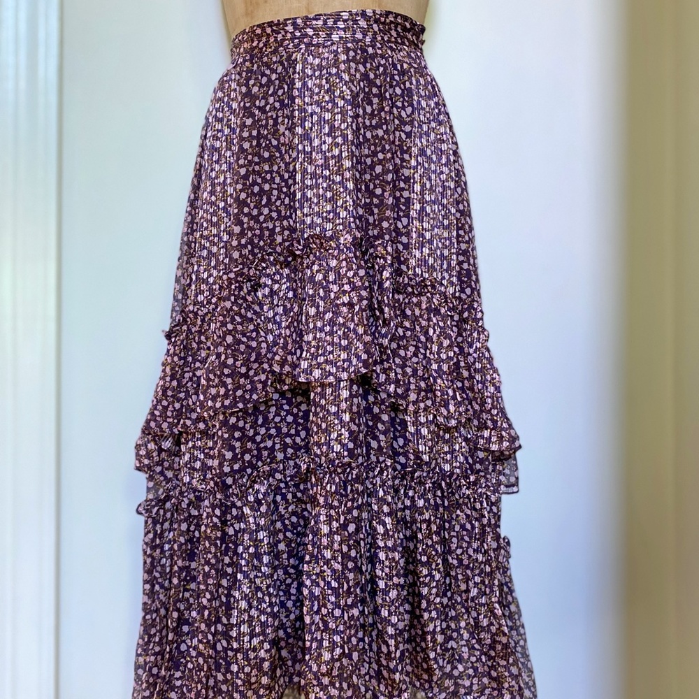 Ulla Johnson Cocoa Ruffled Silk Chiffon Skirt sz 6 - Picture 13 of 15